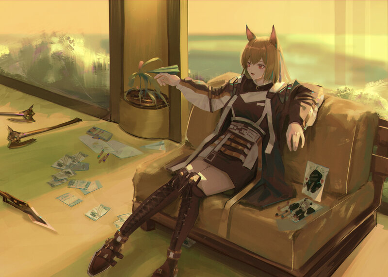 Fox-eared Girl on Couch