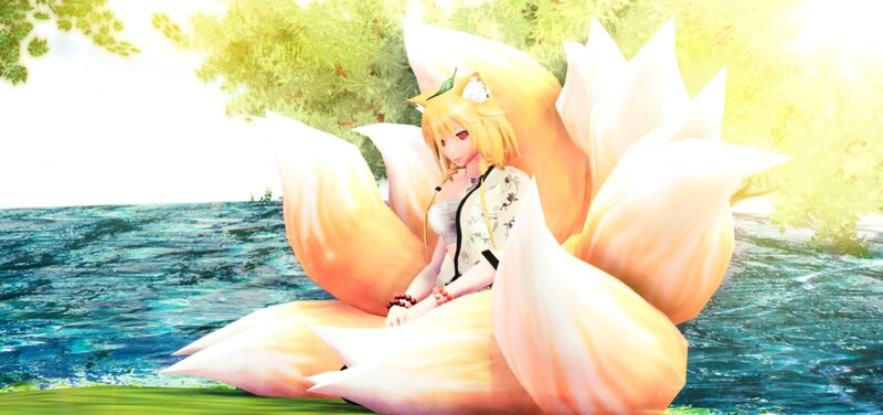 Fox-eared Girl on Lotus