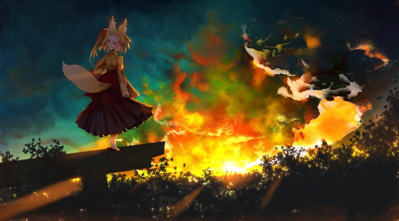Fox-eared Girl on Torii