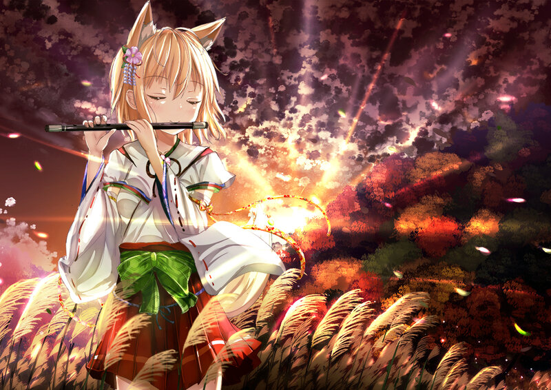 Fox-eared Girl Playing Flute
