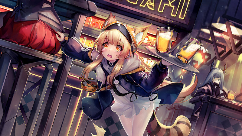 Fox-eared Girl Serving Drinks