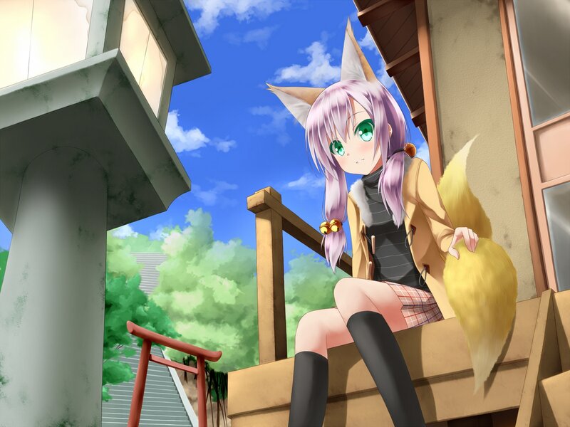 Fox-eared Girl Sitting — Blue