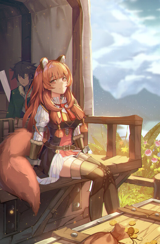 Fox-eared Girl Sitting — Orange, Serene