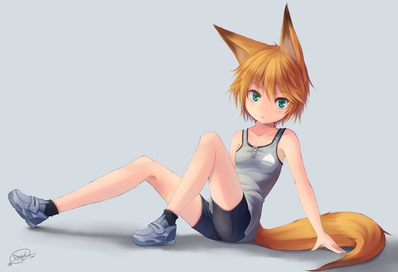 Fox-eared Girl Sitting — Orange
