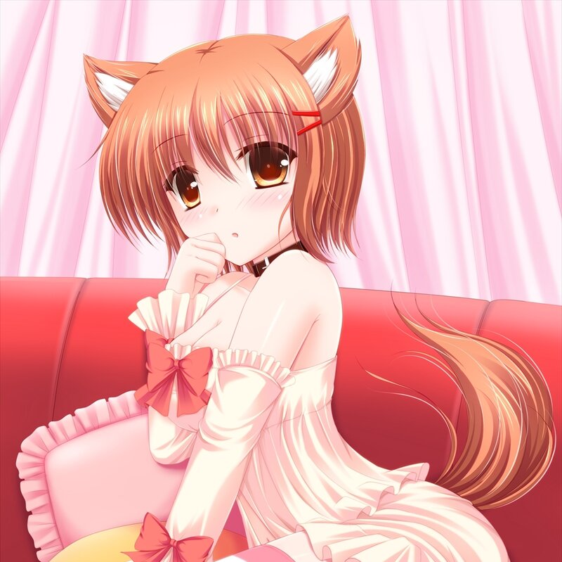 Fox-eared Girl Sitting — Pink