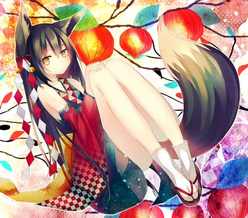 Fox-eared Girl Sitting — Red