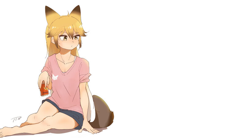 Fox-eared Girl Sitting — White
