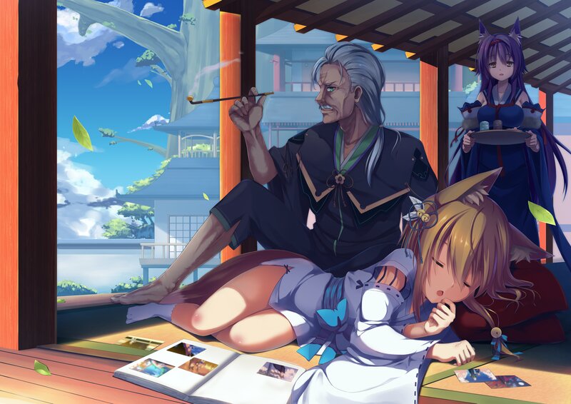 Fox-eared Girl Sleeping — Blue