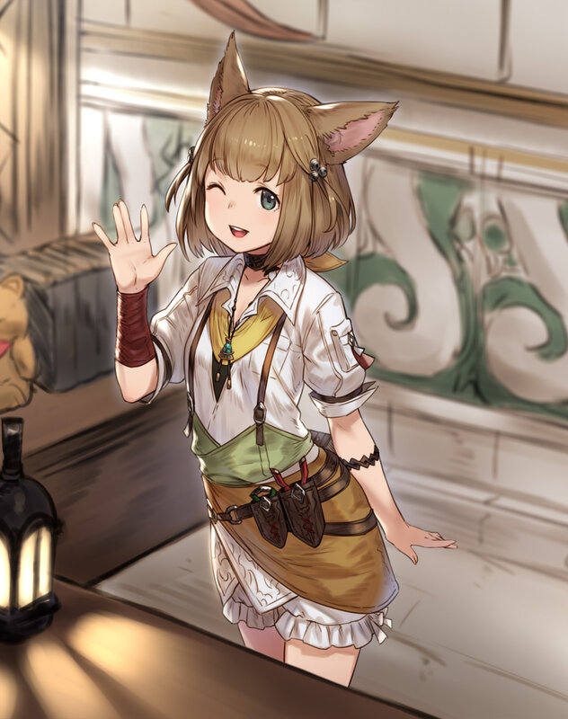 Fox-eared Girl Waving
