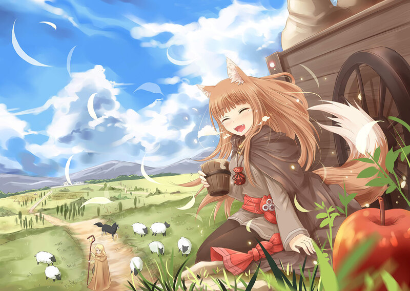 Fox-eared Girl with Apple — Blue