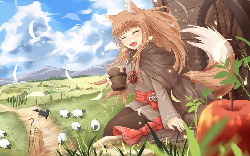 Fox-eared Girl with Apple — Green