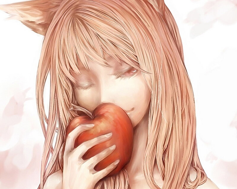 Fox-eared Girl with Apple — Pink