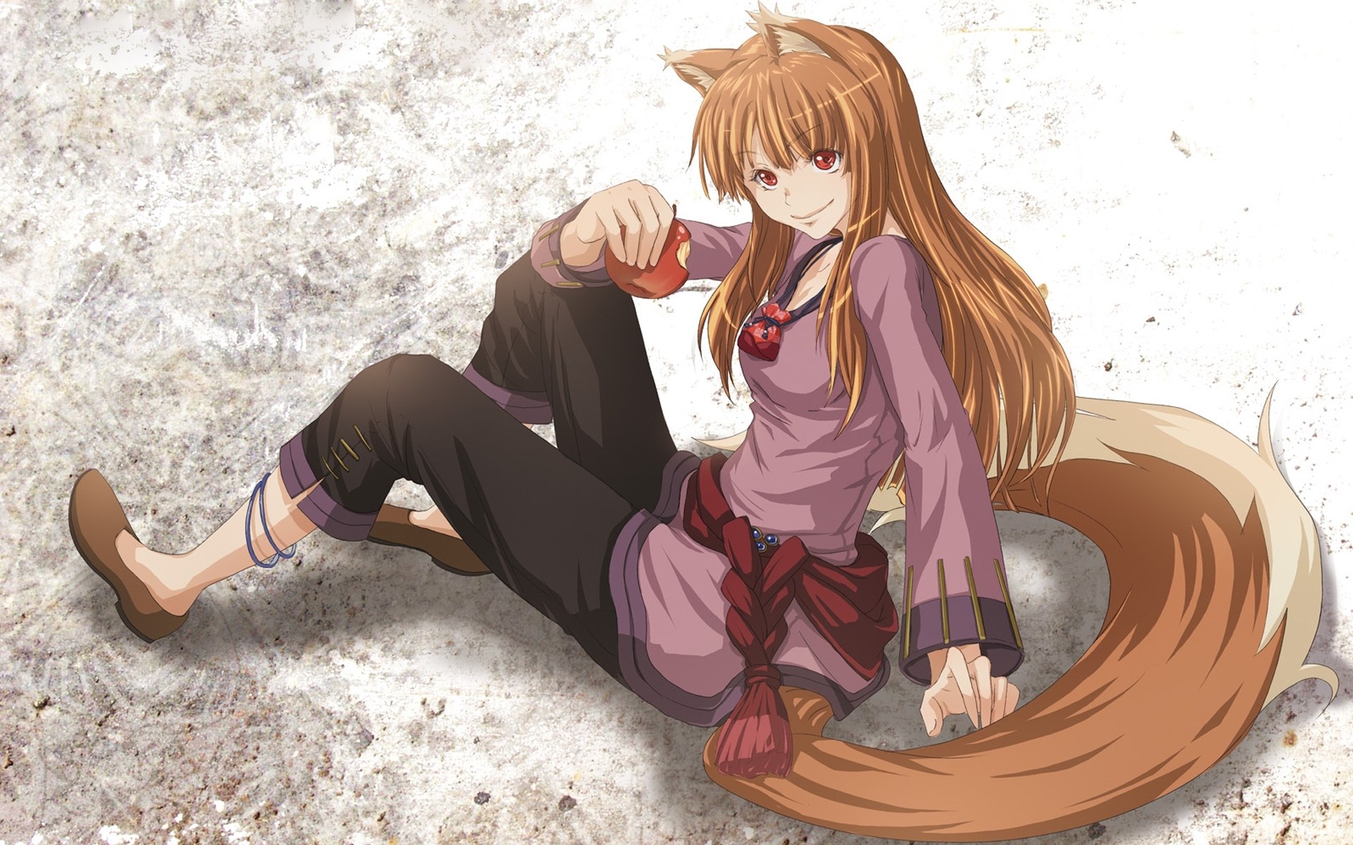 fox-eared girl with apple