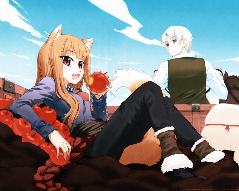 Fox-eared Girl with Apples — Blue, Peaceful