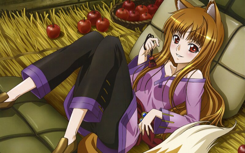 Fox-eared Girl with Apples — Purple, Calm