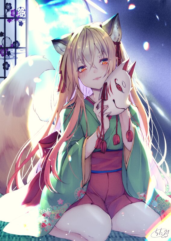 Fox-eared Girl with Mask