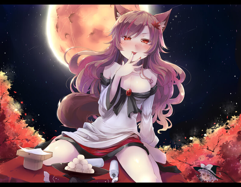 Fox-eared Girl with Moon