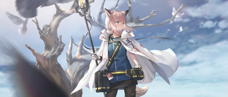 Fox-eared Girl with Staff — Blue, Serene