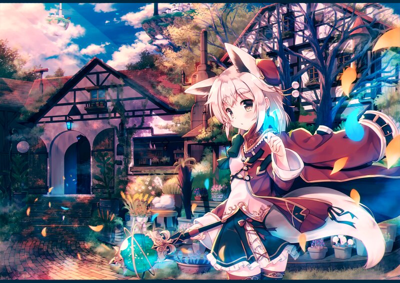 Fox-eared Girl with Staff — Blue
