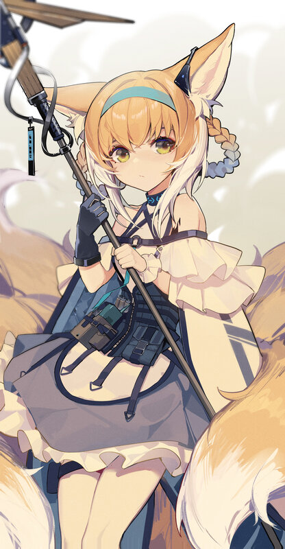 Fox-eared Girl with Staff — White