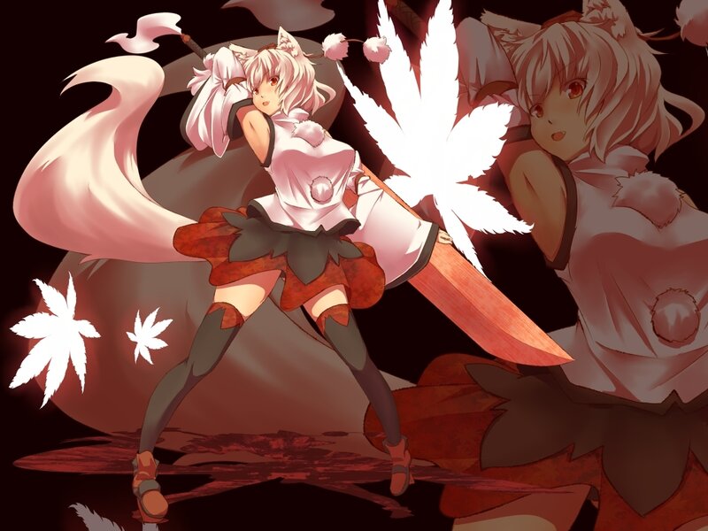 Fox-eared Girl with Sword — Red