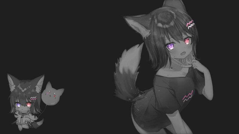 Fox-eared Girl with Tail — Black