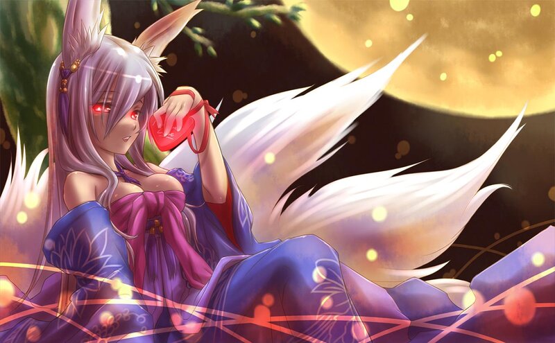 Fox-eared Girl with Tail — Purple