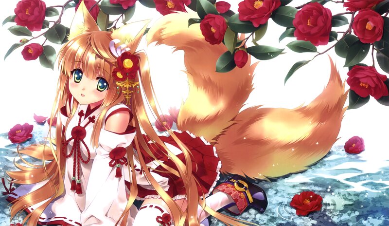 Fox-eared Girl with Tail — Red
