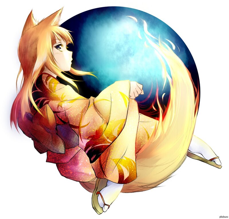 Fox-eared Girl with Tail — Yellow