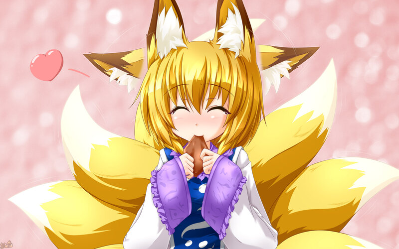 Fox-eared Girl with Tails — Yellow
