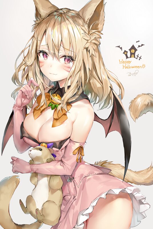 Fox-eared Girl with Toy