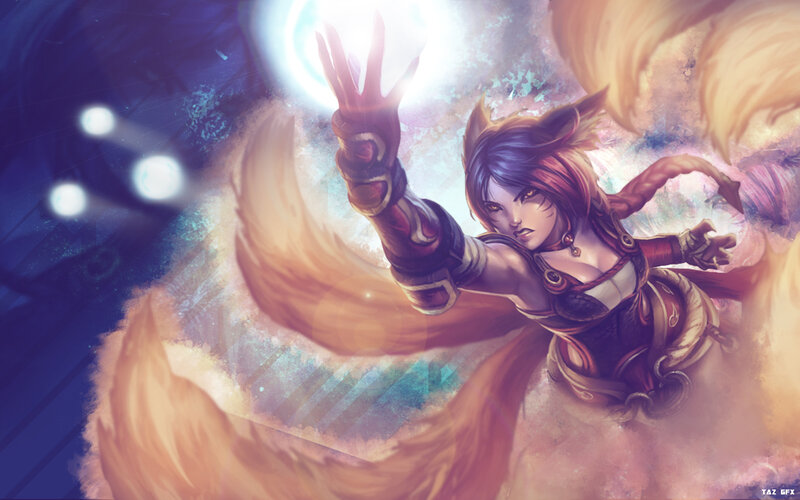 Fox-eared Woman Casting Spell — Purple