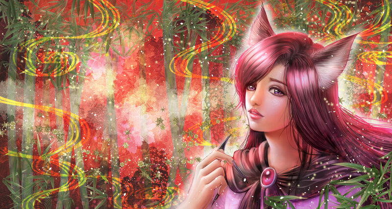Fox-eared Woman in Forest — Red