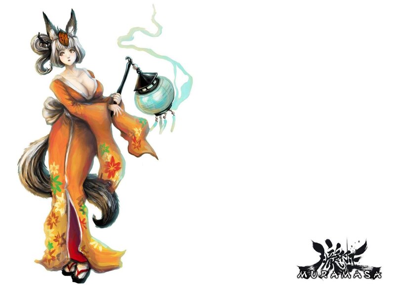 Fox-eared Woman in Kimono — Orange