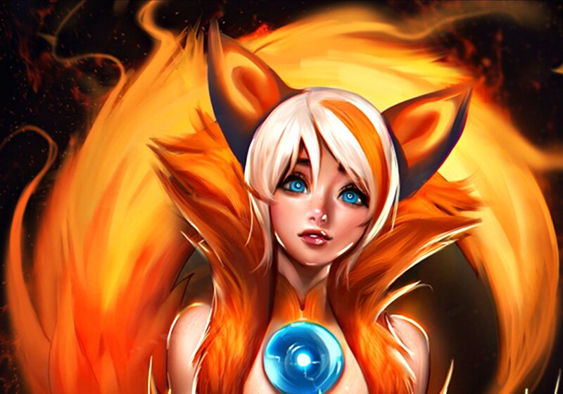 Fox-eared Woman with Fire — Orange