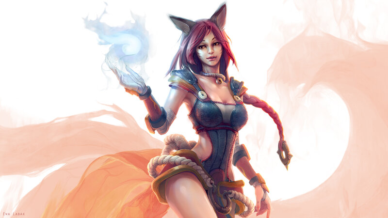 Fox-eared Woman with Magic — Orange