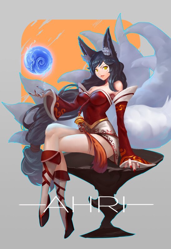 Fox-eared Woman with Magic — Red