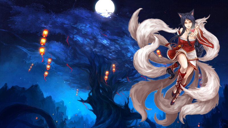 Fox-eared Woman with Tails — Blue