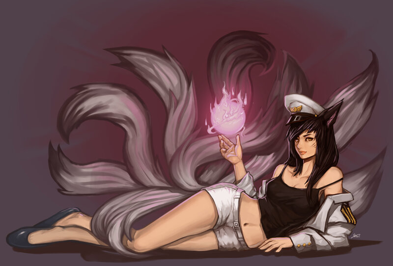 Fox-eared Woman with Tails — Purple