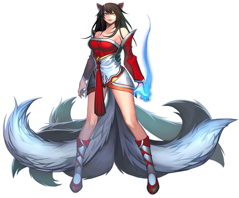 Fox-eared Woman with Tails — Red, Confident