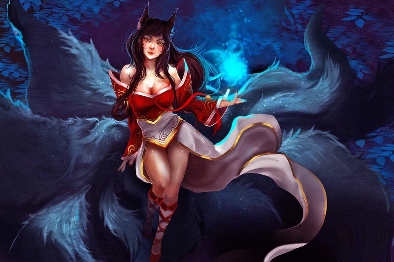 Fox-eared Woman with Wings — Blue