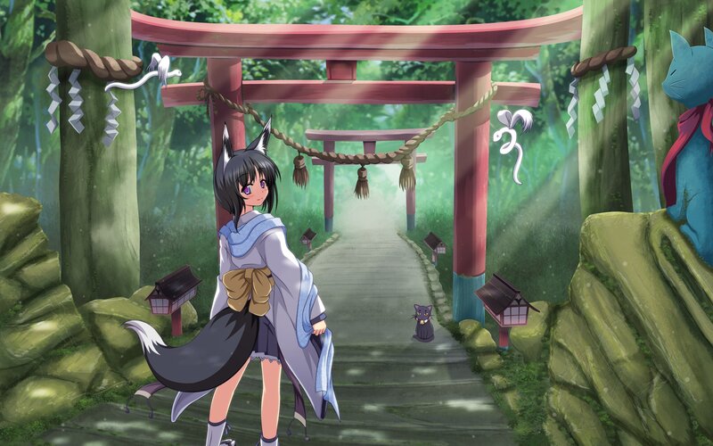 fox girl at a shrine