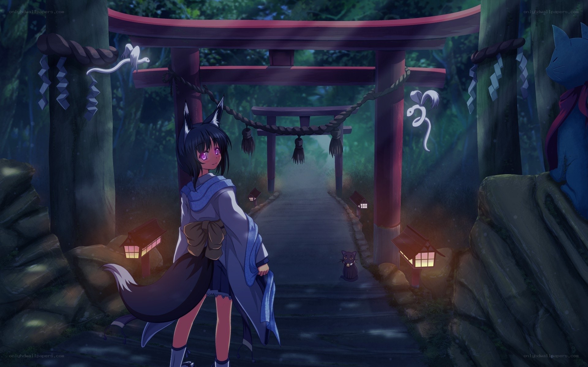 Fox girl at a shrine