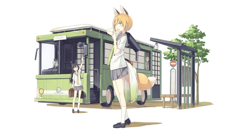 Fox Girl at Bus Stop