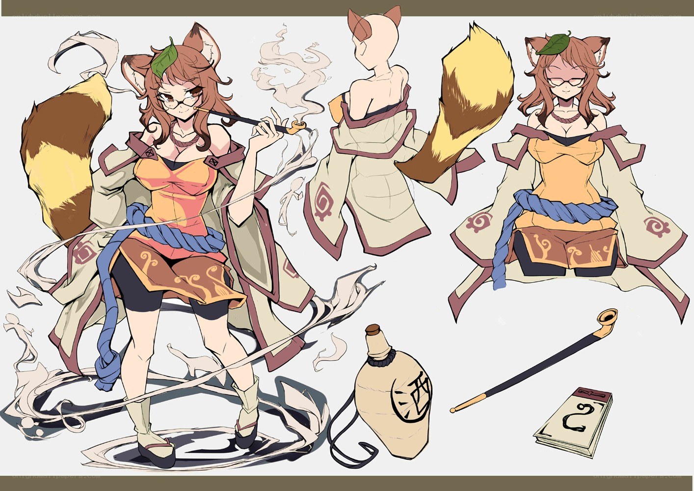 fox girl character design sheet