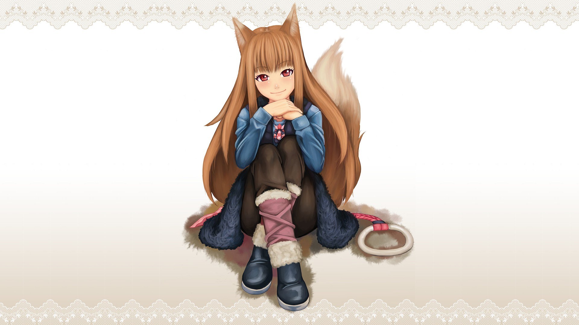 fox girl character sitting