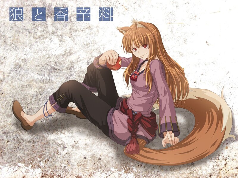 fox girl eating an apple