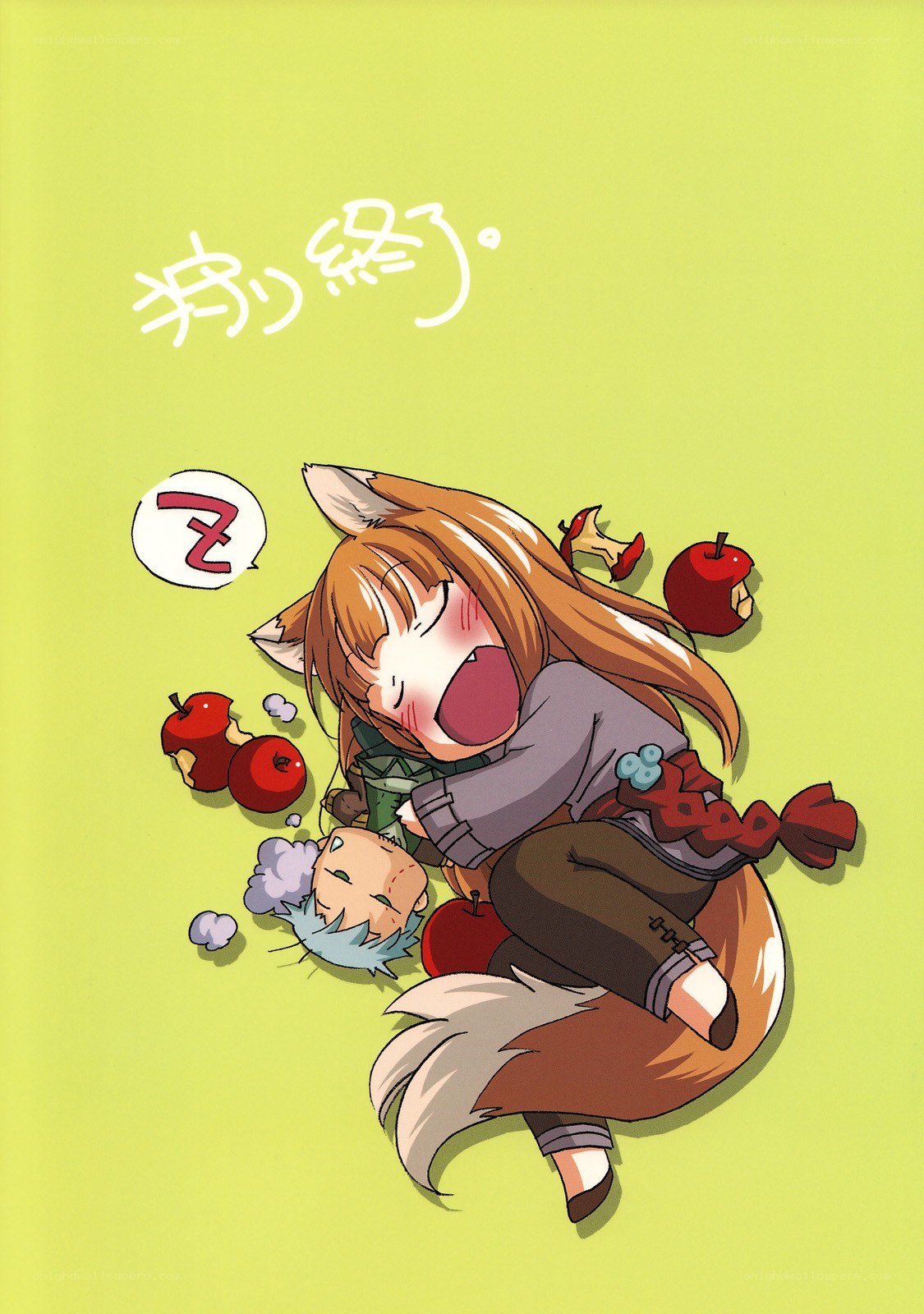 Fox girl eating apples
