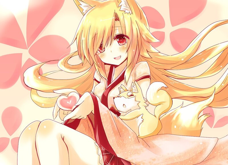 Fox Girl Holding Heart