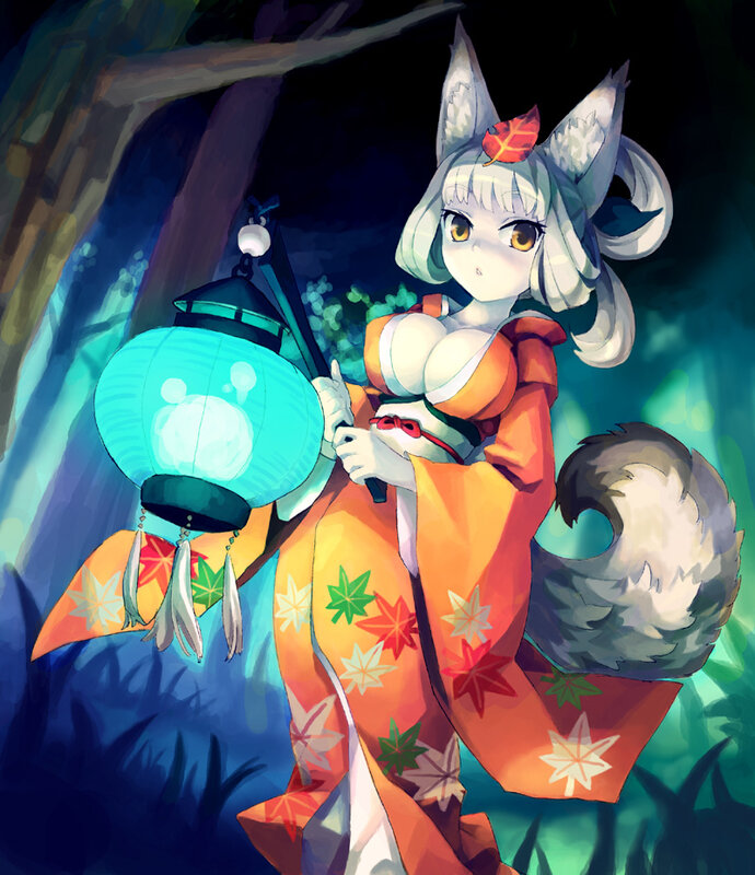 Fox Girl Holding Lantern